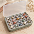 Sage Green Bobbin Storage Case with 20 Compartments & Translucent Hinged Lid
