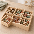 Maple Wood Craft Organizer Tray with Six Removable Compartments for Sewing & Craft Supplies